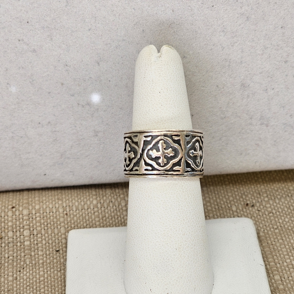 Gothic 925 Sterling Silver Medieval Crosses Ring Size 5.75-6 - Picture 4 of 14